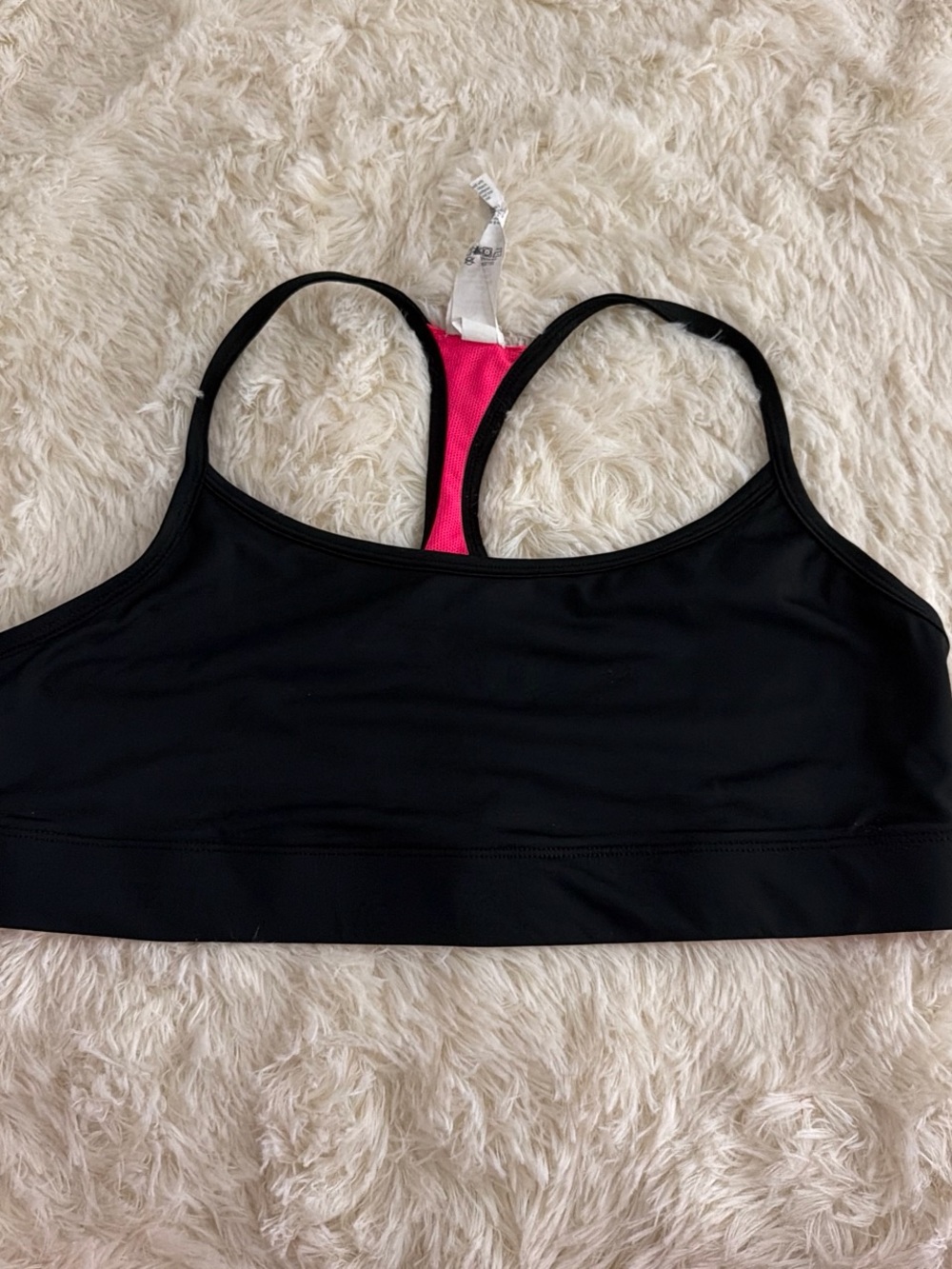 Champion Black Sports Bra with Pink Racerback Accent